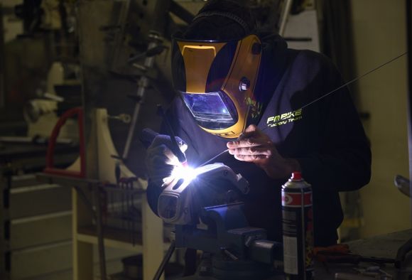 Michele Favaloro working on his FM Bike frames.